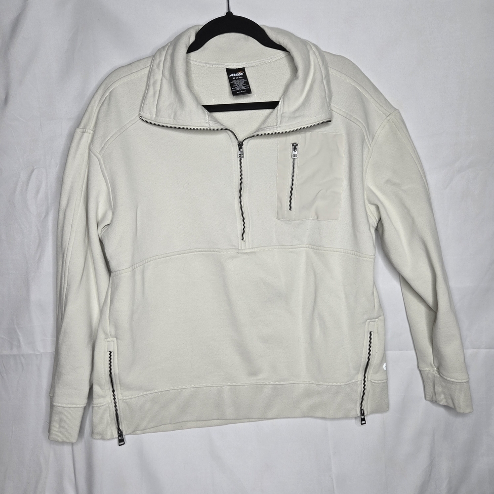 Avia Women's Cream 1/4 Zip-Up Jacket With Zippers At Bottom Utility Warm